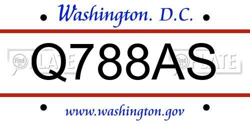 Q788AS District Of Columbia License Plate