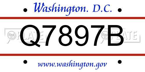 Q7897B District Of Columbia License Plate