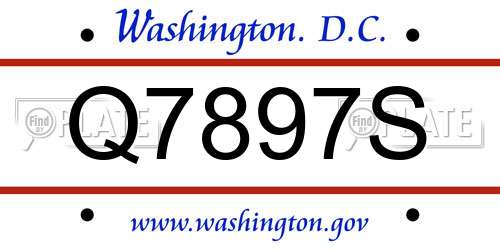 Q7897S District Of Columbia License Plate