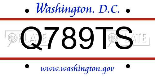 Q789TS District Of Columbia License Plate
