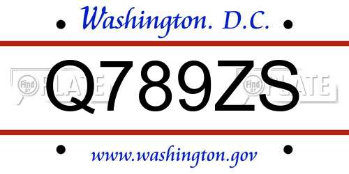 Q789ZS District Of Columbia License Plate