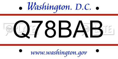 Q78BAB District Of Columbia License Plate