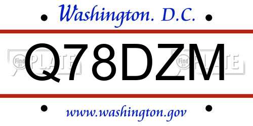 Q78DZM District Of Columbia License Plate