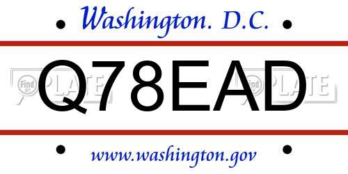 Q78EAD District Of Columbia License Plate