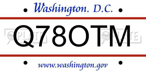 Q78OTM District Of Columbia License Plate