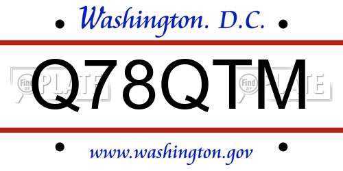 Q78QTM District Of Columbia License Plate