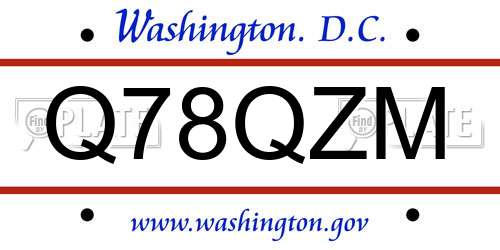 Q78QZM District Of Columbia License Plate
