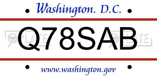 Q78SAB District Of Columbia License Plate