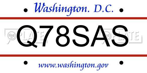 Q78SAS District Of Columbia License Plate