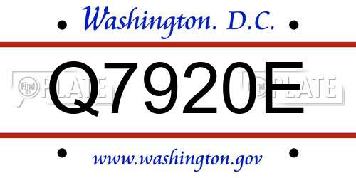 Q7920E District Of Columbia License Plate