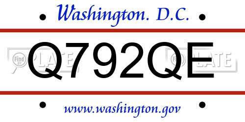 Q792QE District Of Columbia License Plate