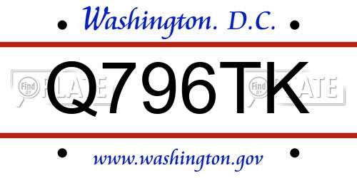 Q796TK District Of Columbia License Plate
