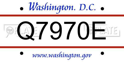 Q7970E District Of Columbia License Plate