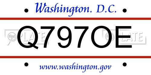 Q797OE District Of Columbia License Plate
