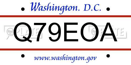 Q79EOA District Of Columbia License Plate