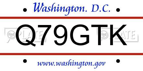 Q79GTK District Of Columbia License Plate