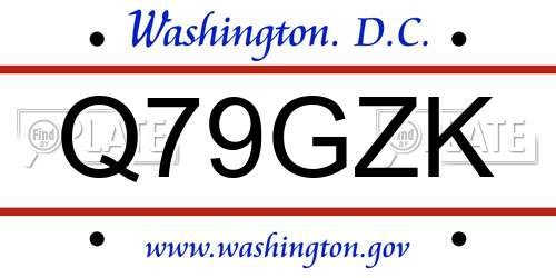 Q79GZK District Of Columbia License Plate