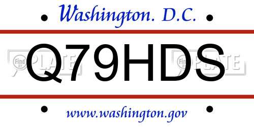 Q79HDS District Of Columbia License Plate
