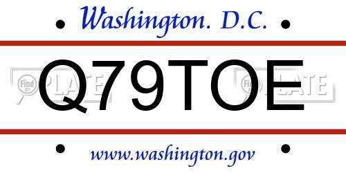 Q79TOE District Of Columbia License Plate