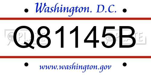 Q81145B District Of Columbia License Plate