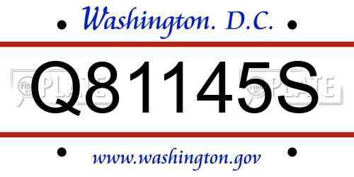 Q81145S District Of Columbia License Plate
