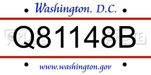Q81148B District Of Columbia License Plate