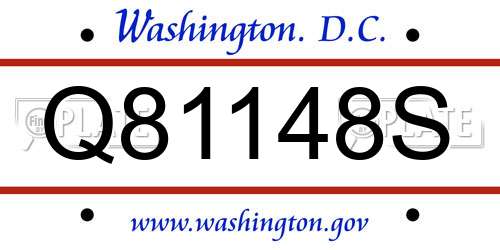 Q81148S District Of Columbia License Plate
