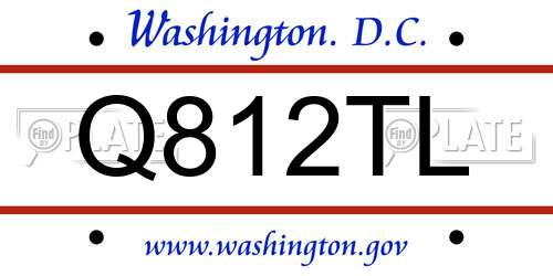 Q812TL District Of Columbia License Plate