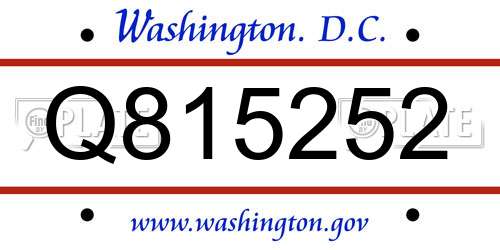 Q815252 District Of Columbia License Plate