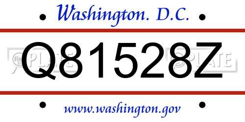 Q81528Z District Of Columbia License Plate