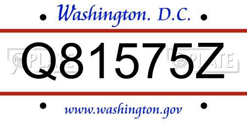 Q81575Z District Of Columbia License Plate