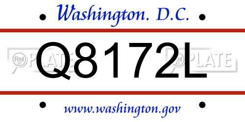 Q8172L District Of Columbia License Plate