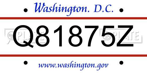 Q81875Z District Of Columbia License Plate