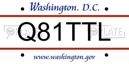 Q81TTL District Of Columbia License Plate