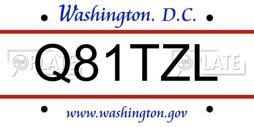 Q81TZL District Of Columbia License Plate