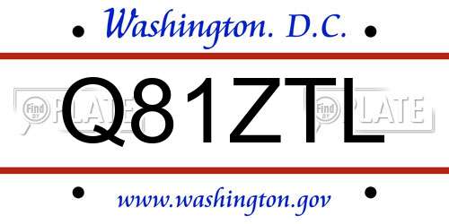 Q81ZTL District Of Columbia License Plate