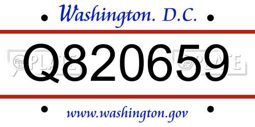 Q820659 District Of Columbia License Plate