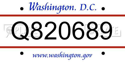 Q820689 District Of Columbia License Plate