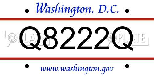 Q8222Q District Of Columbia License Plate