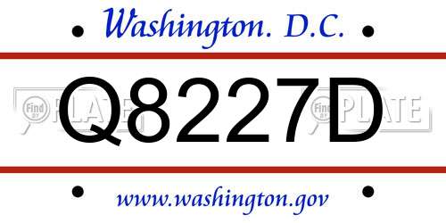 Q8227D District Of Columbia License Plate