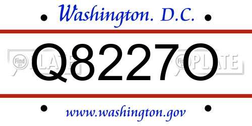 Q8227O District Of Columbia License Plate