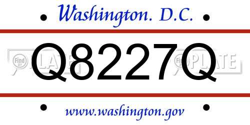 Q8227Q District Of Columbia License Plate