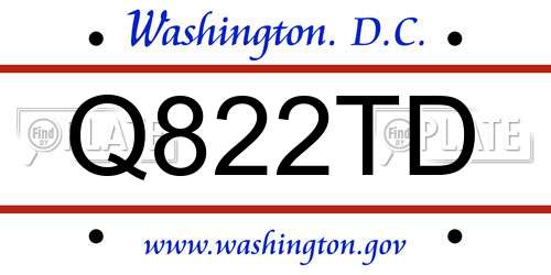 Q822TD District Of Columbia License Plate