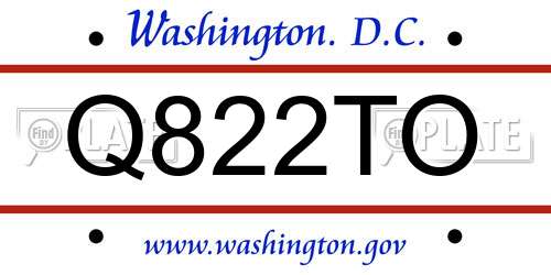 Q822TO District Of Columbia License Plate