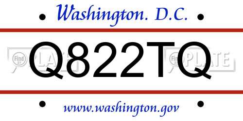 Q822TQ District Of Columbia License Plate