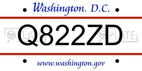 Q822ZD District Of Columbia License Plate