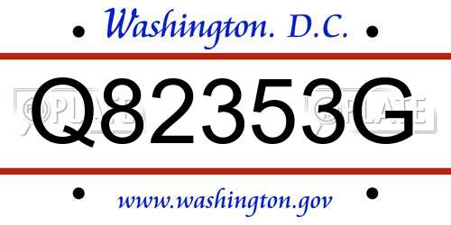 Q82353G District Of Columbia License Plate