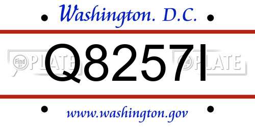 Q8257I District Of Columbia License Plate