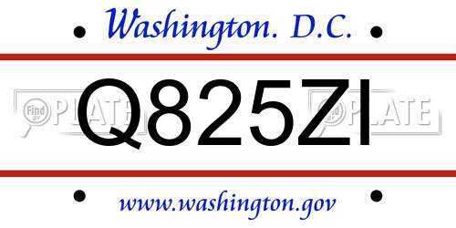 Q825ZI District Of Columbia License Plate