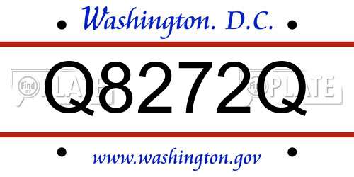 Q8272Q District Of Columbia License Plate